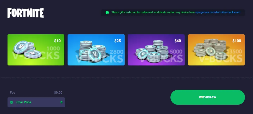 It's worth mentioning that V-Bucks obtained through Freecash are available worldwide.