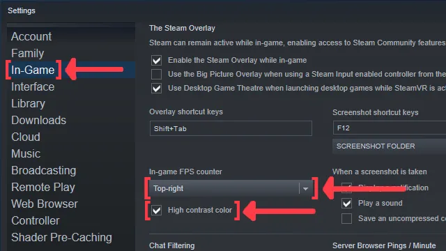 Steam In game overlay show FPS guide