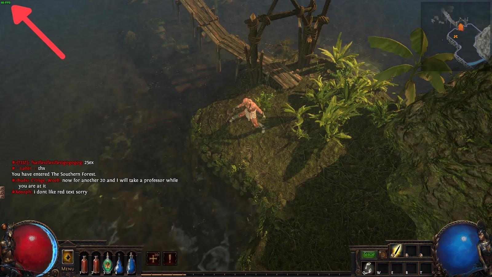 Steam show FPS guide demonstration image in Path of Exile