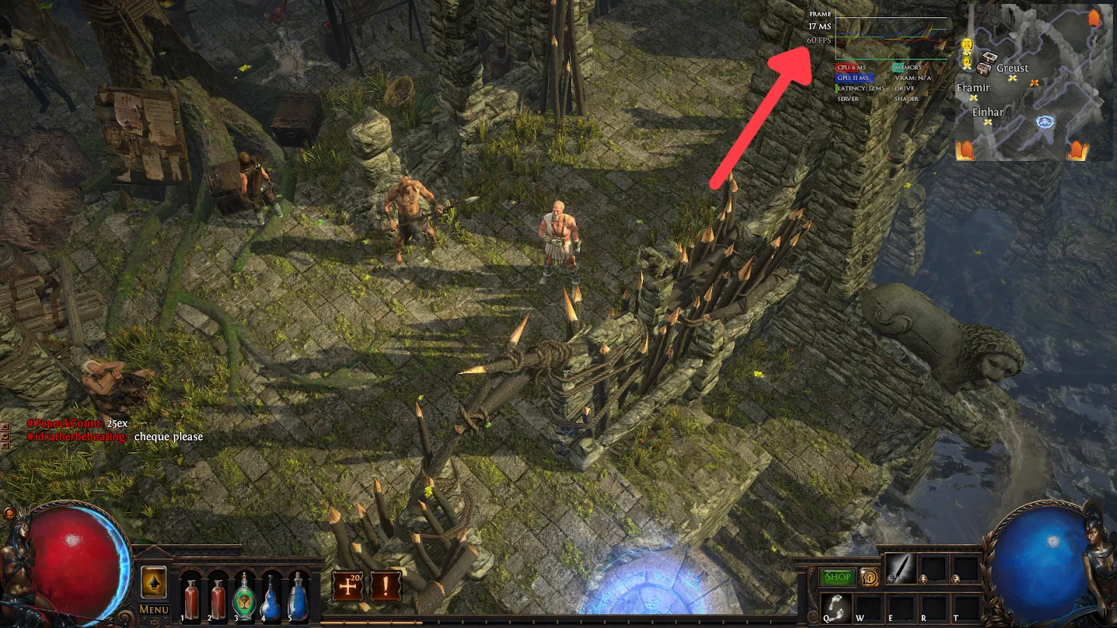 InGame show FPS guide demonstration image in Path of Exile