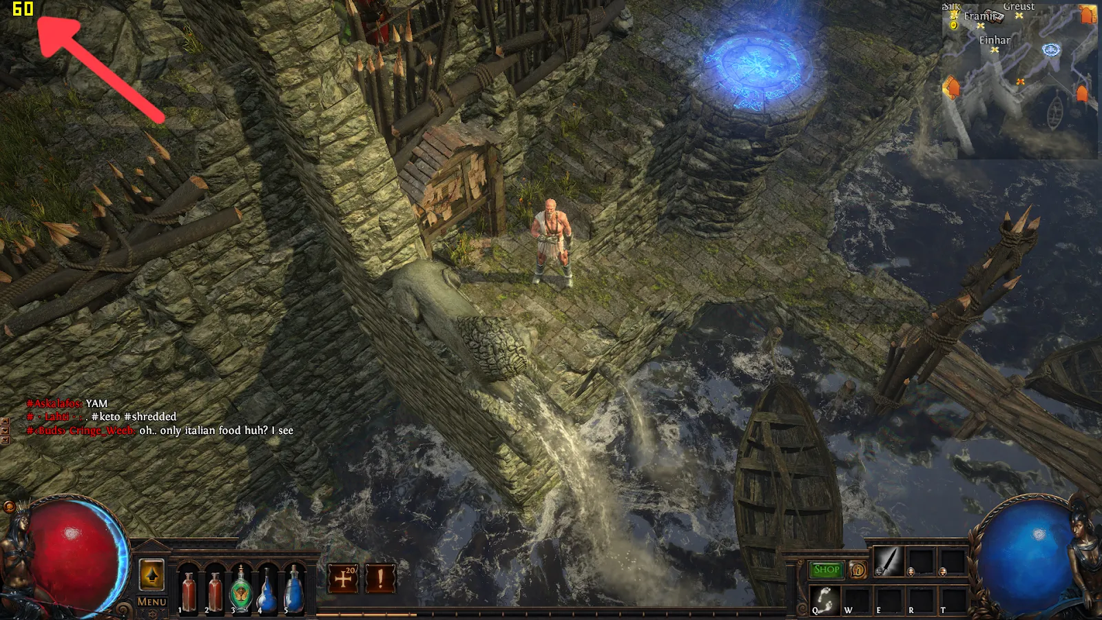 FRAPS show FPS guide demonstration image in Path of Exile
