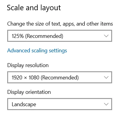 recommended display settings