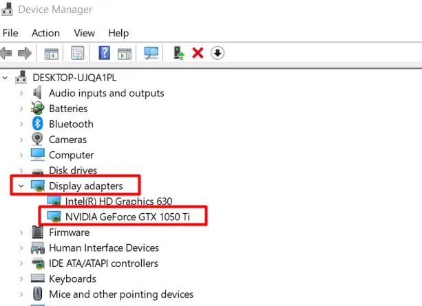 device manager on windows pc for going fullscreen crossfire