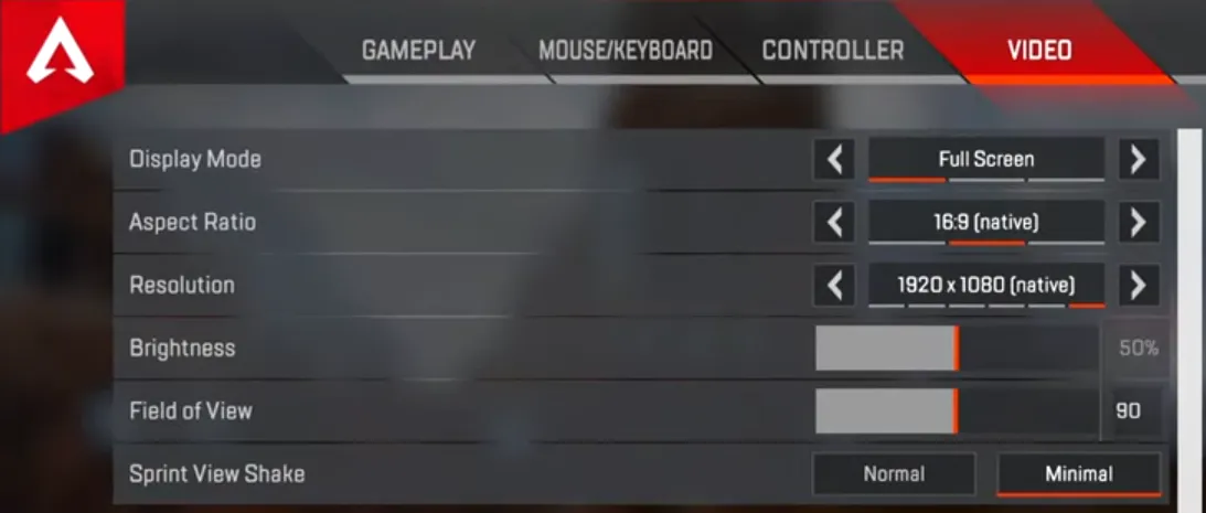 Apex Legends in-game video settings
