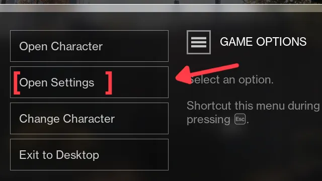 Ingame show FPS Open Settings Destiny 2