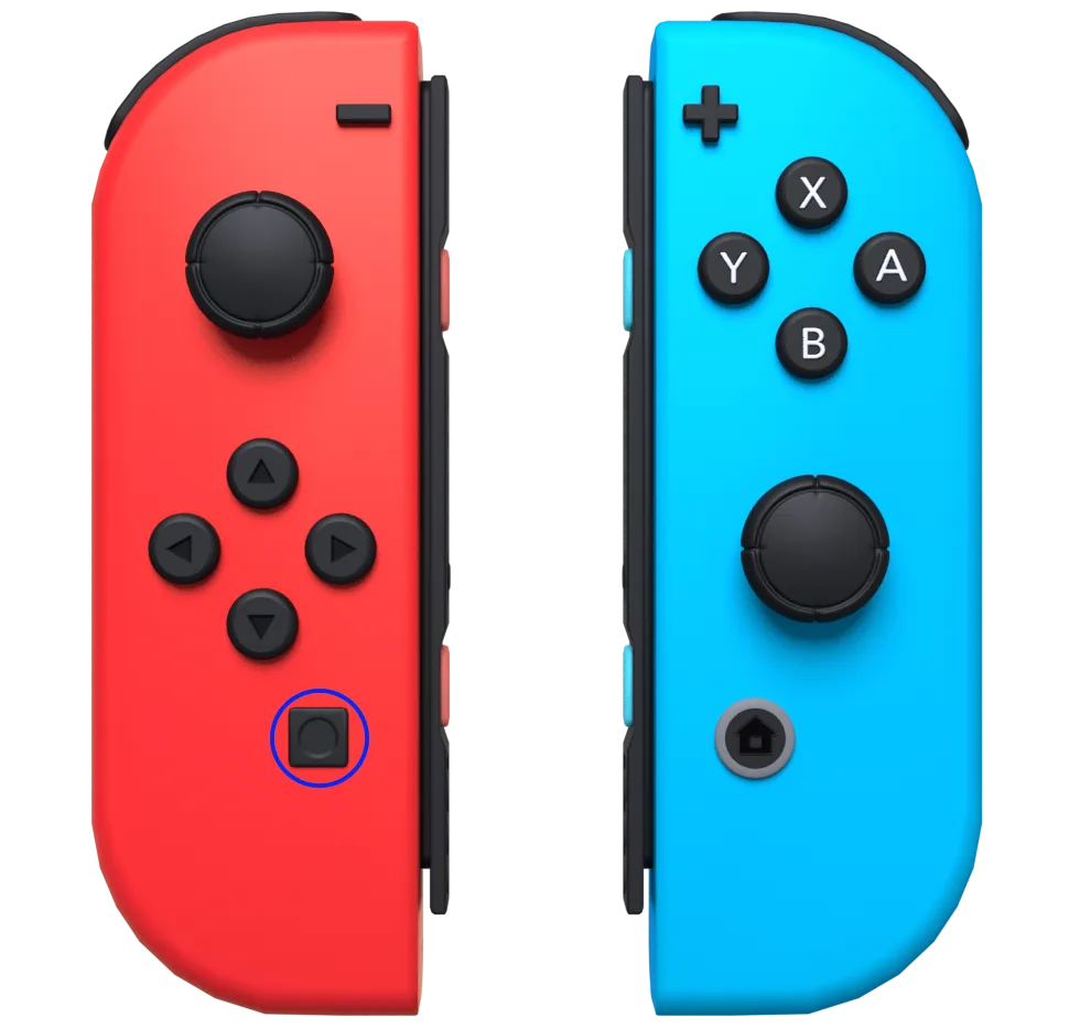 This button looks the same on each Nintendo Switch type of controller.