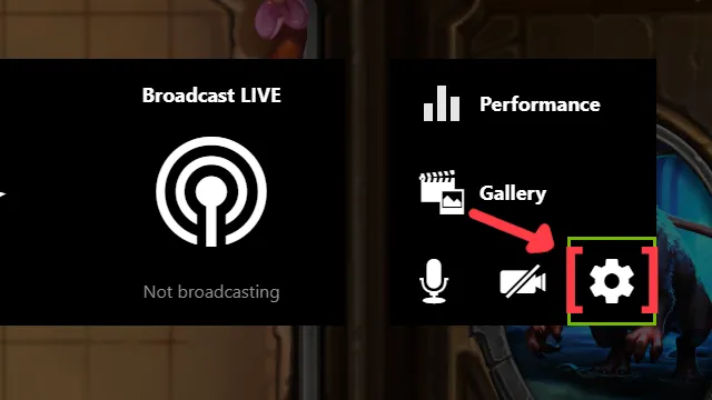 GeForce Experience show FPS guide gear icon in Hearthstone