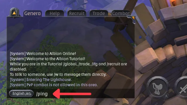 Albion Online ping in game command