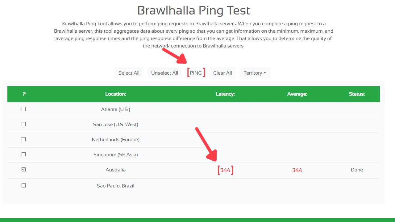 Show Ping in Brawlhalla pingtest display