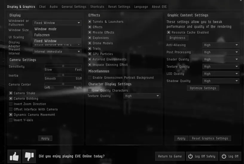 eve online in-game settings