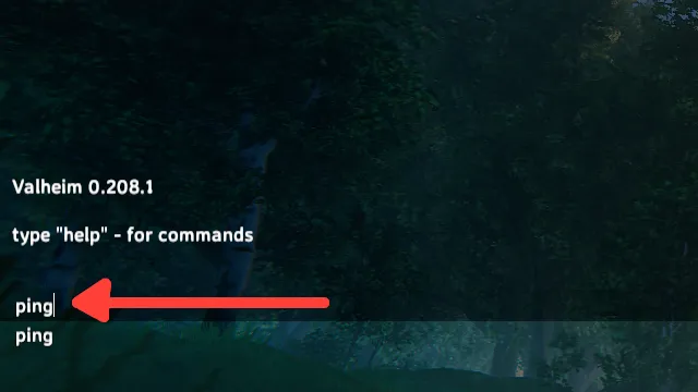Show Ping in Valheim console commands