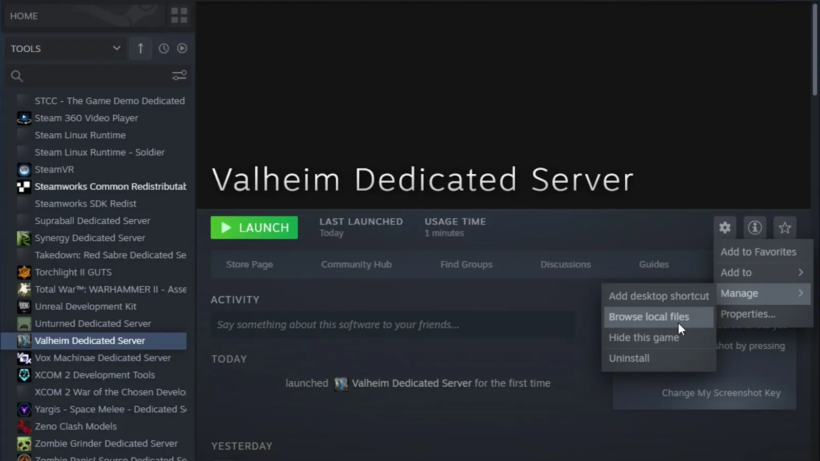 Launching dedicated Valheim server