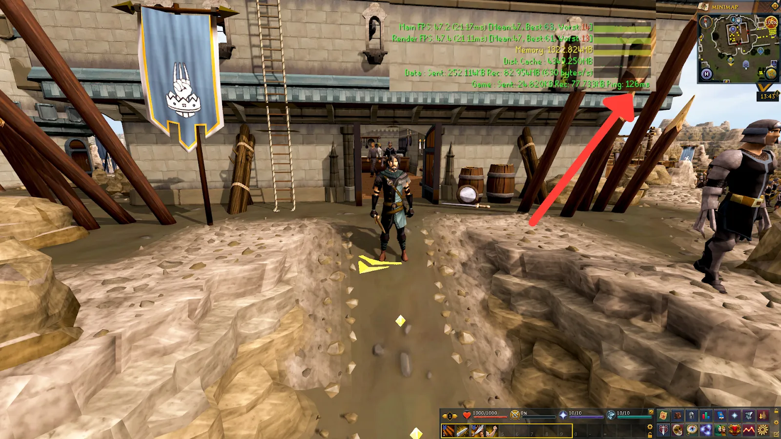 Show your Ping in RuneScape demonstration image