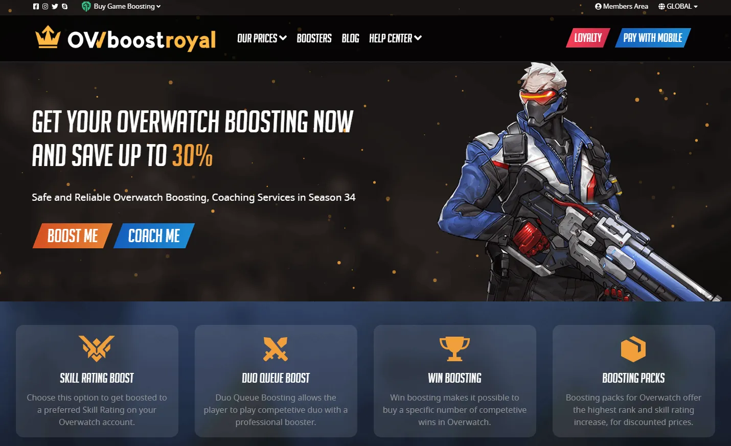One of many available game boosting websites.