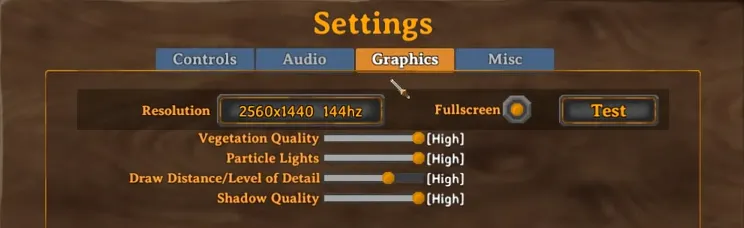 Valheim's graphics settings