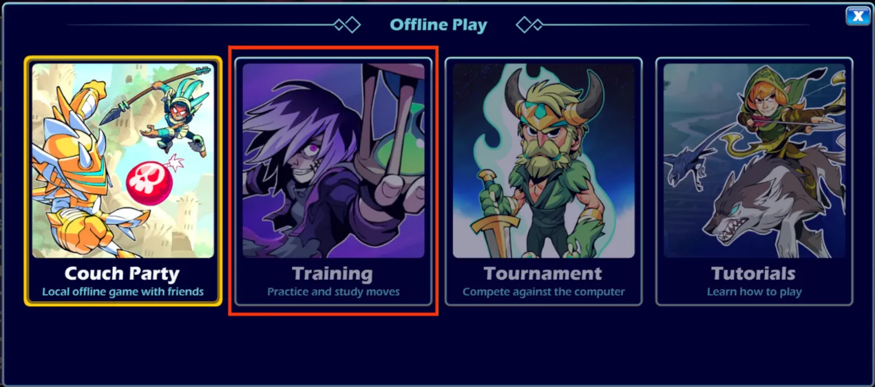 The Offline Play menu