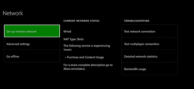 Connecting to another WiFi network on Xbox console.