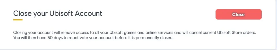 Closing your Ubisoft account