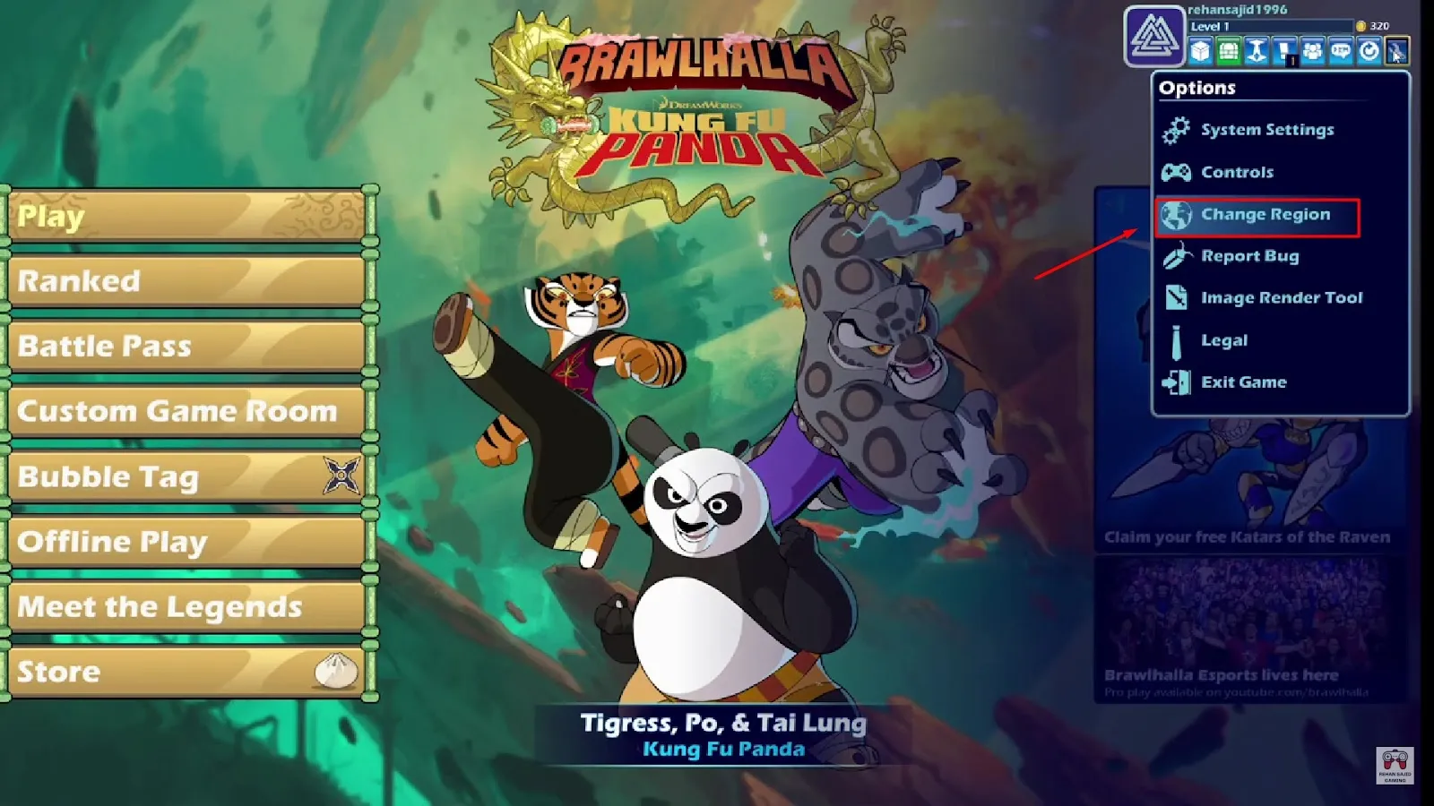 How to change servers in Brawlhalla?