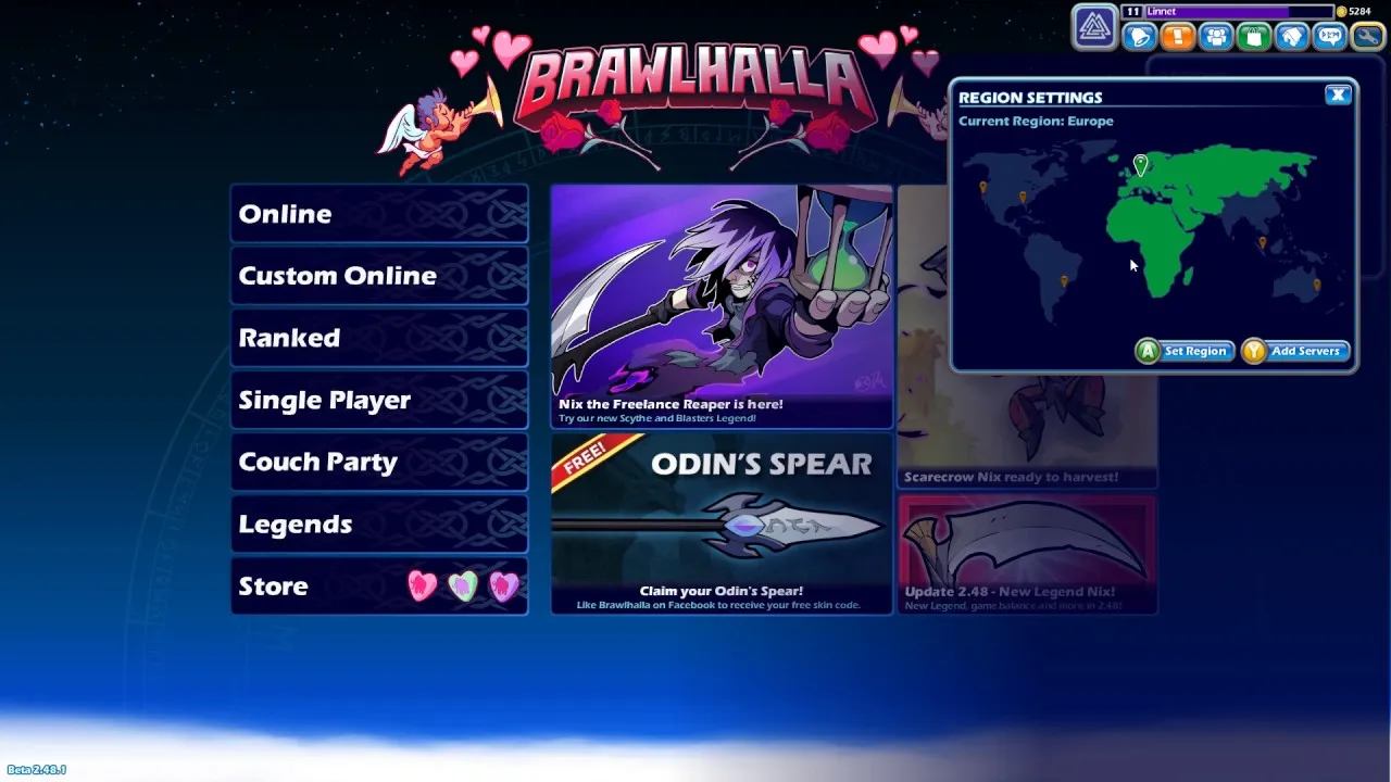 Locations of Brawlhalla game servers