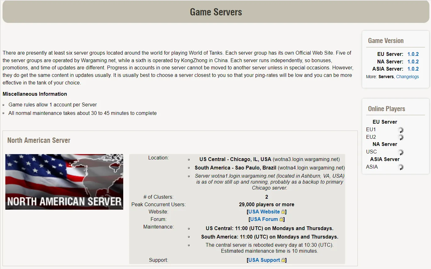 World of Tanks server providers