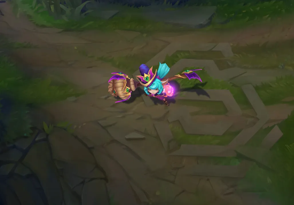 Poppy dressed up as cute witch, standing on summoner's rift.