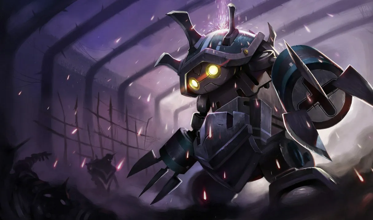 Rammus clad in steel armor and spikes.