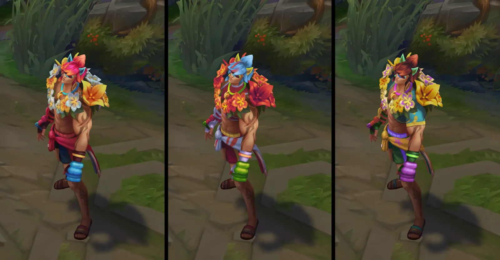 Sett in his different Pool Party skins.