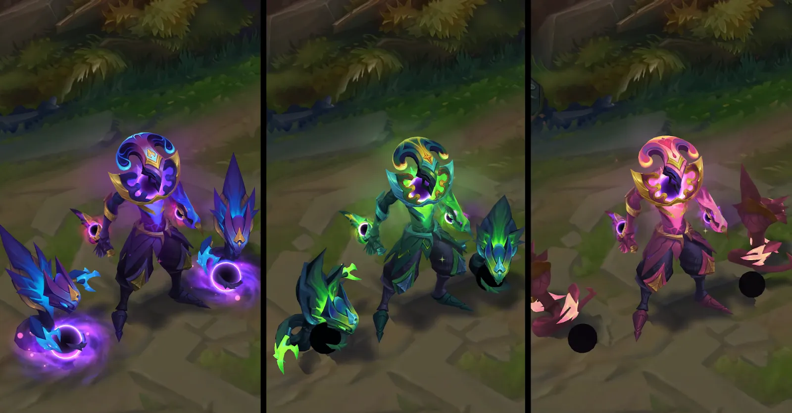 Dark Star Shaco in different colors.