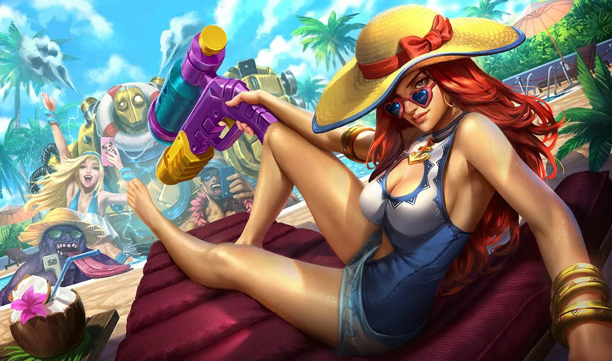Miss Fortune enjoying herself at the pool.