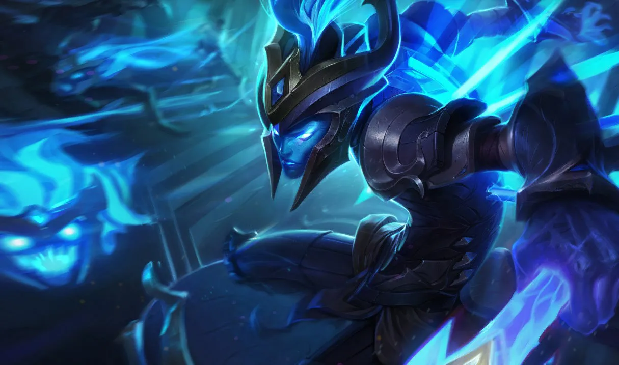 Kalista wearing the blue flames of victory.