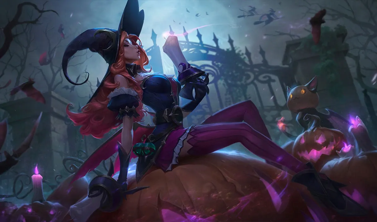 Miss Fortune dressed as a witch.