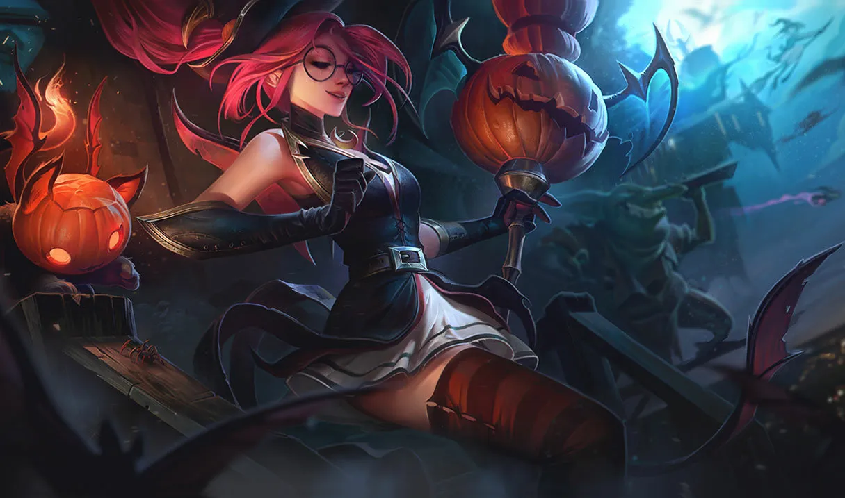 Janna dressed up as an alluring witch.
