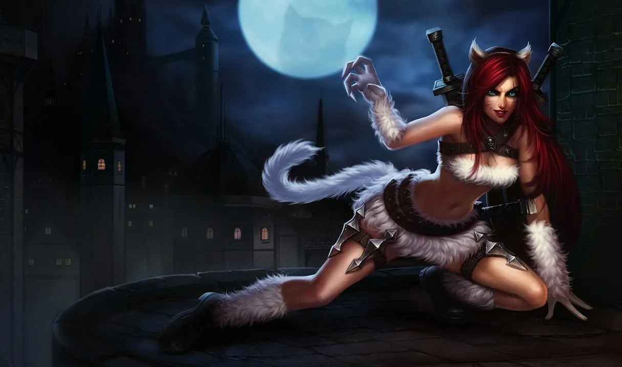 Katarina wearing a white cat costume on a rooftop.
