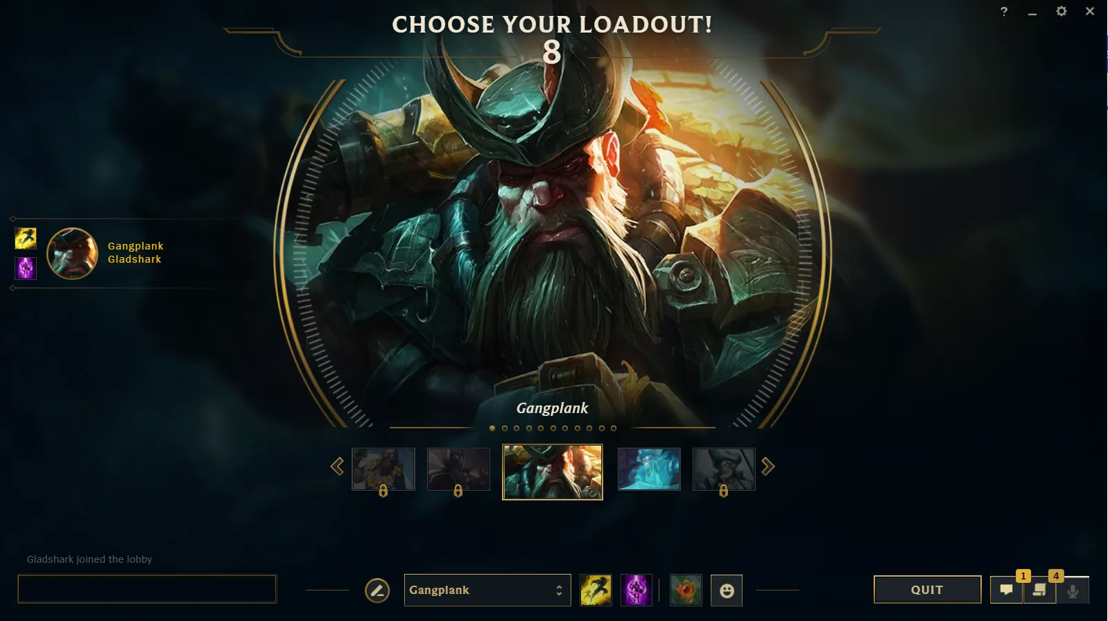 Player selecting Gangplank in LoL