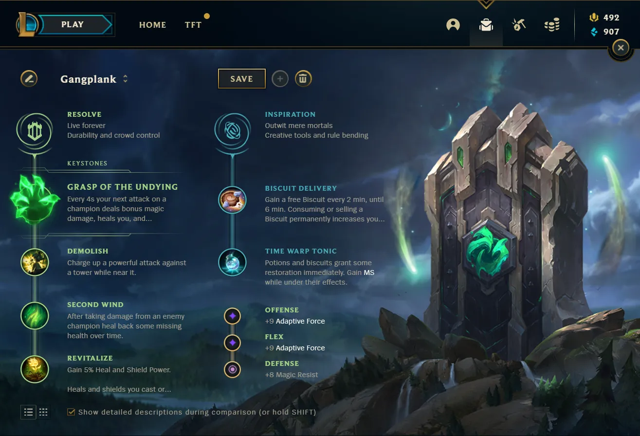 Optimizing the Rune Page.