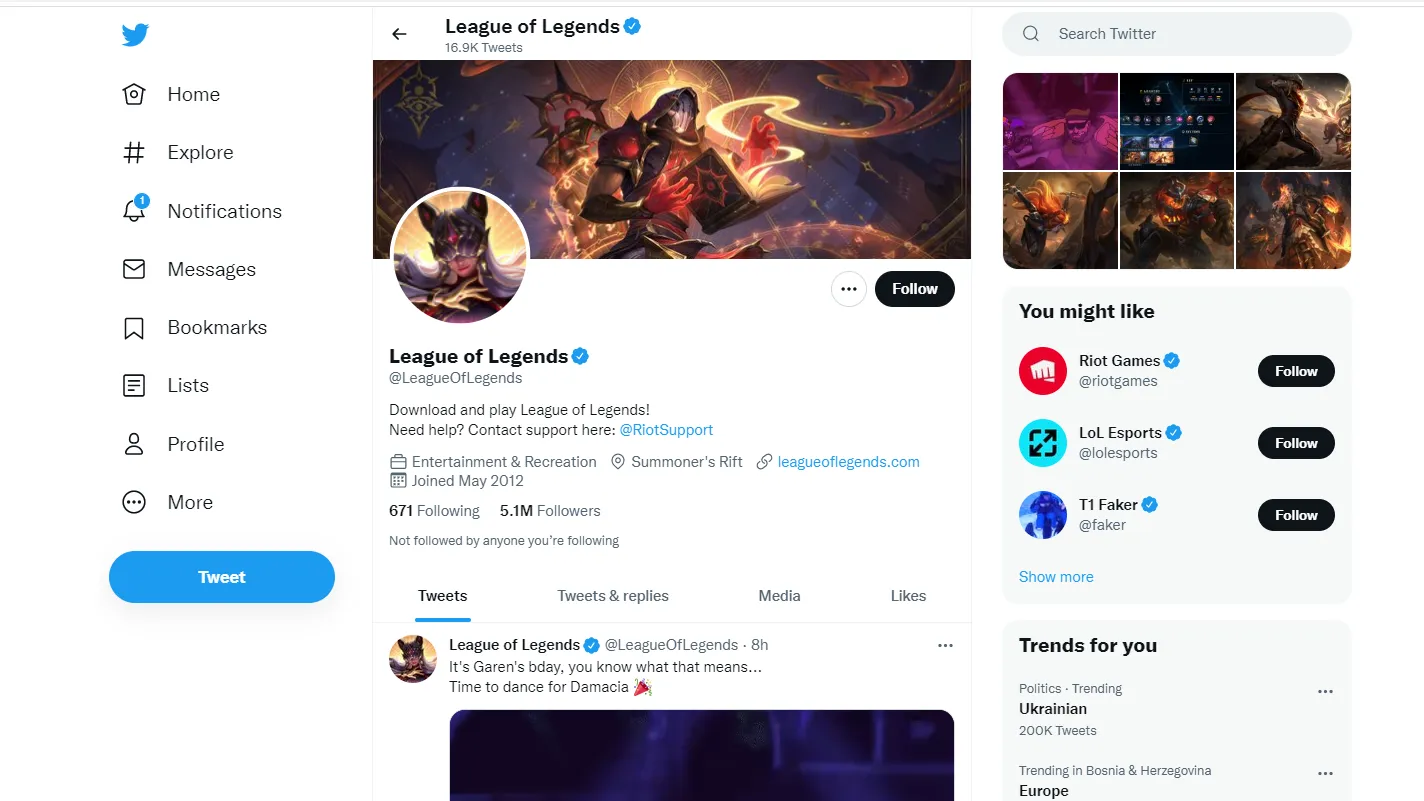 League of Legends - Official Twitter Account