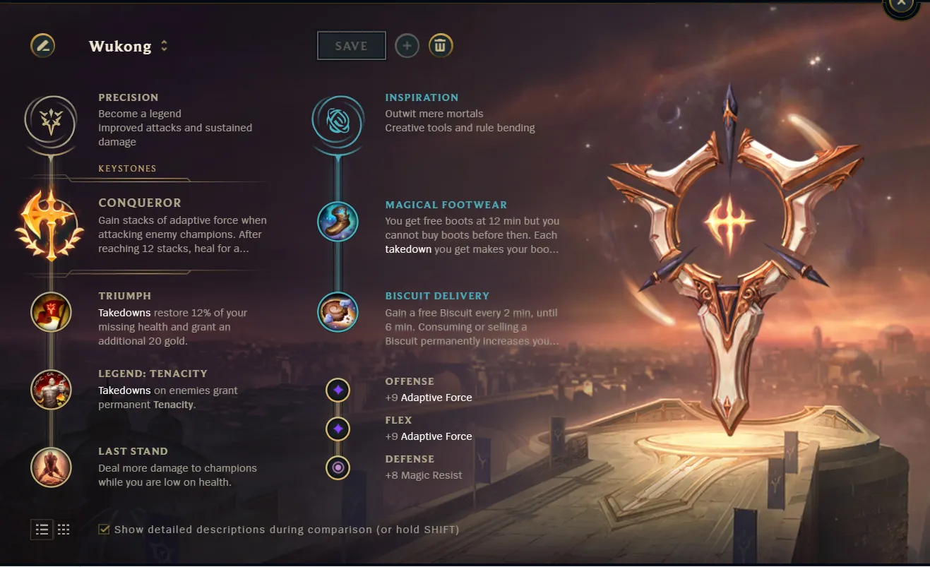The Conqueror Rune Page designed for Wukong.
