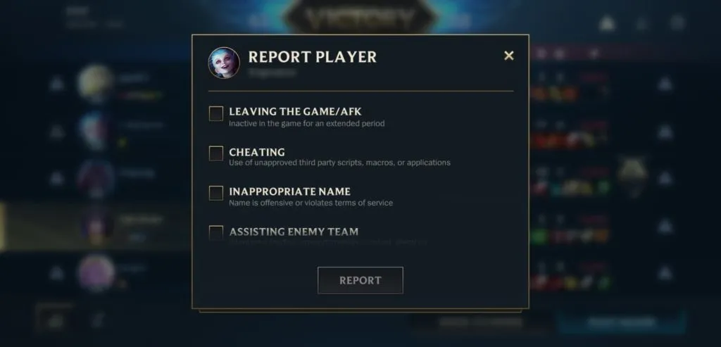 how to report players league of legends
