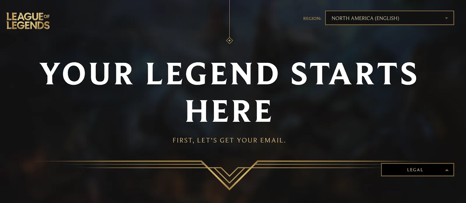 League of legends register page