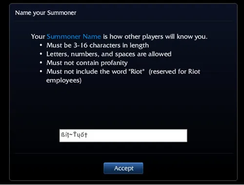 League of Legends - Account Name