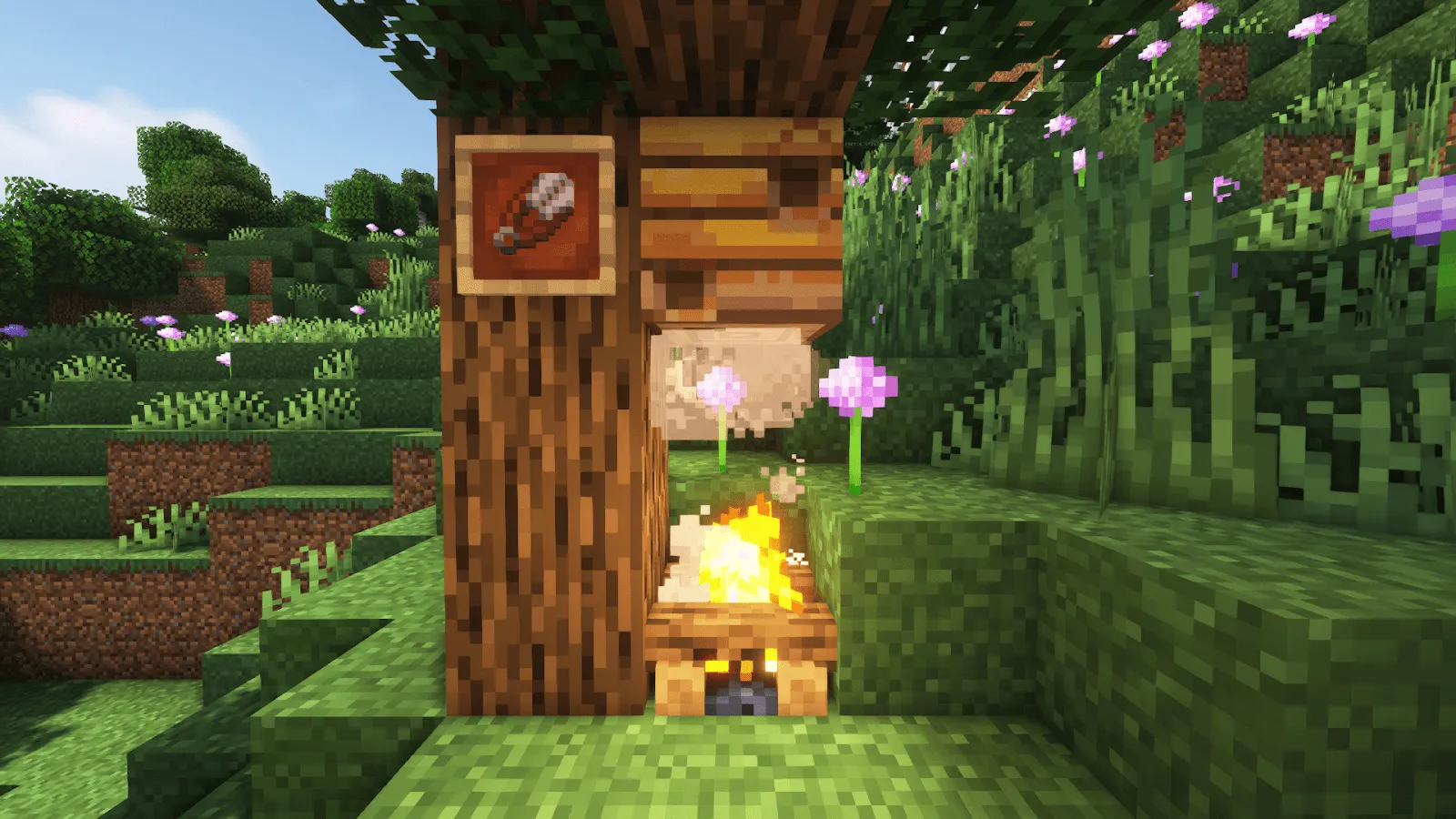 campfire under bee nest