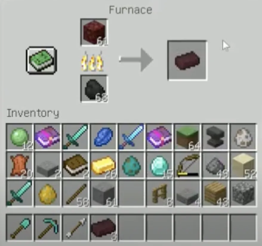 Smelting a Netherrack in a furnace with the help of fuel source.