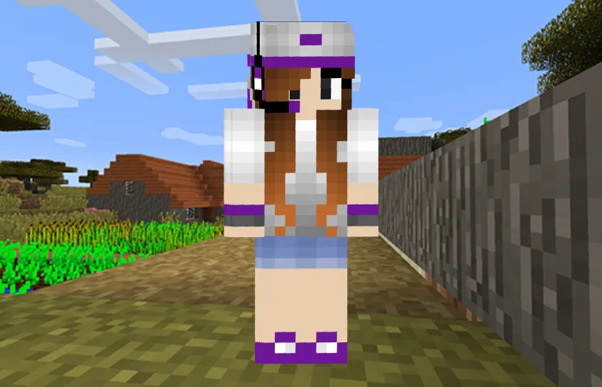 Purple Pokemon Gamer Girl Minecraft Skin