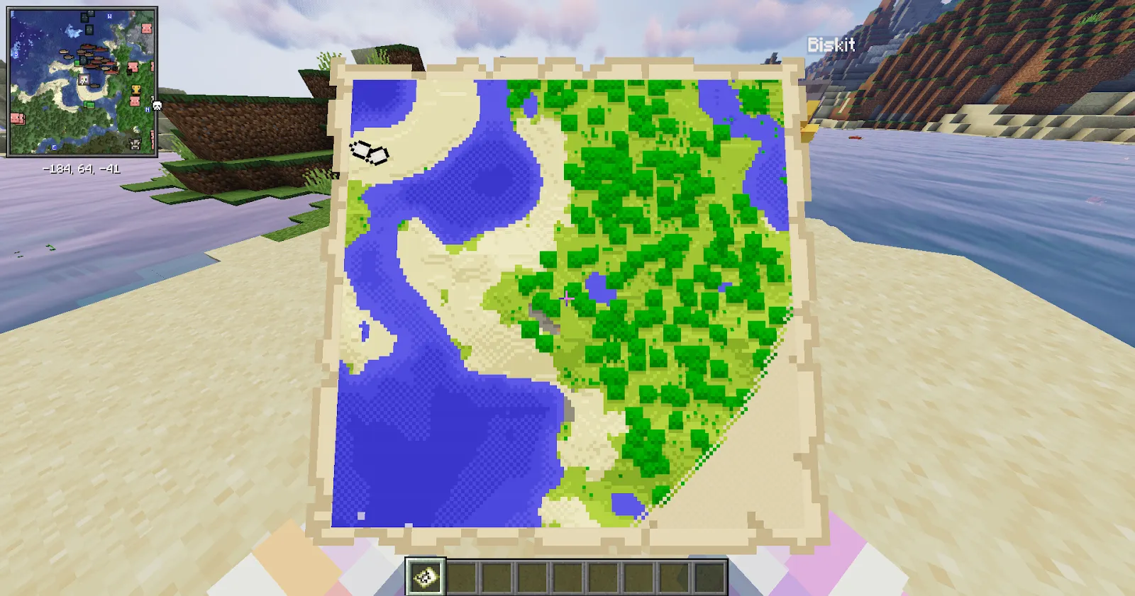 Player looking at Minecraft Map