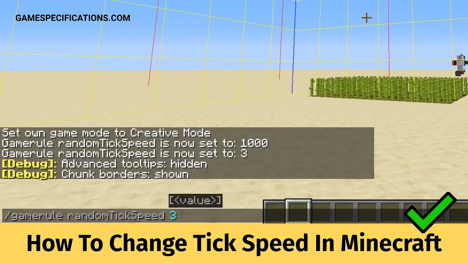 Image showing in-game changes to tick speed settings