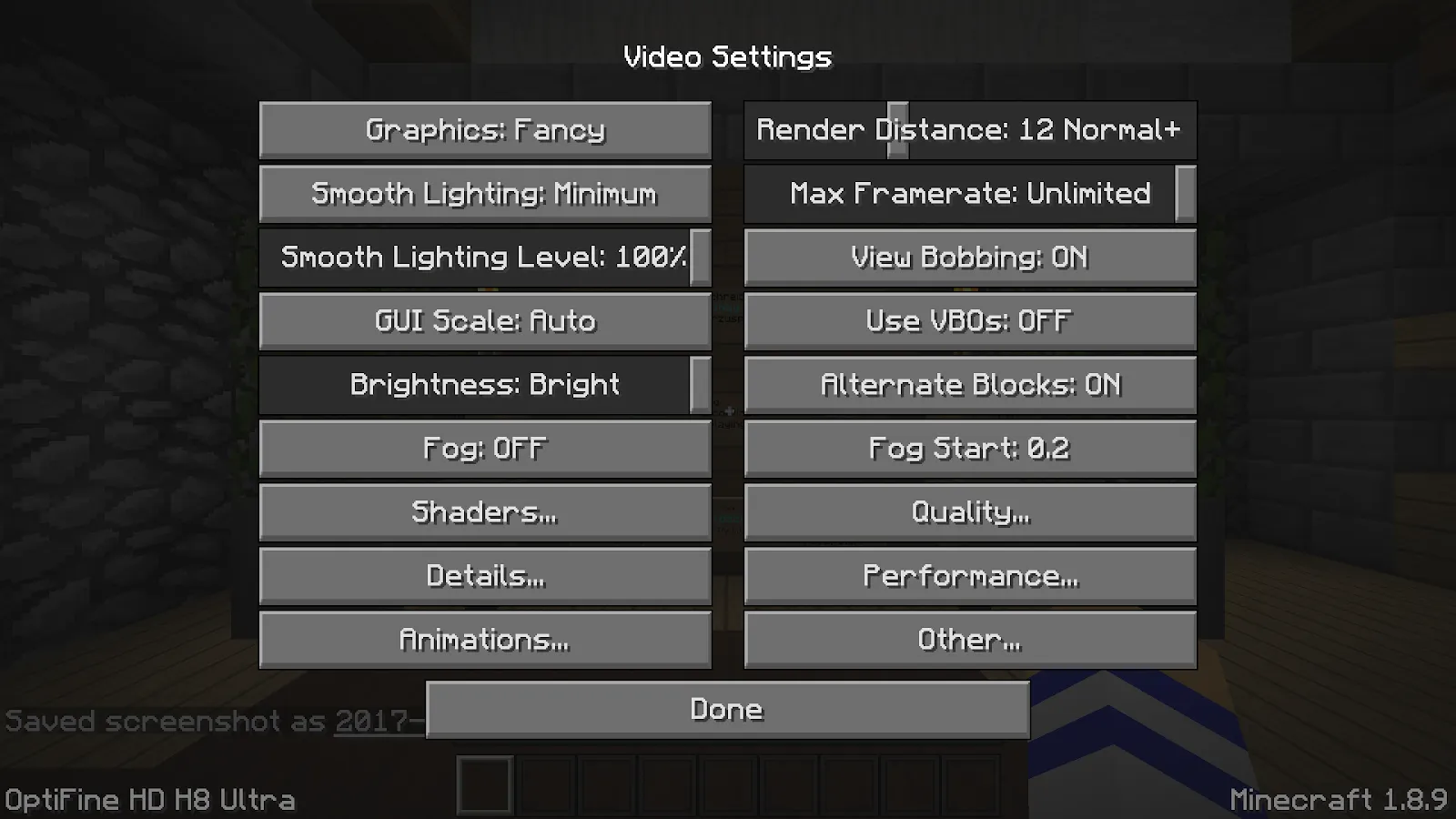 Image showing video settings screen