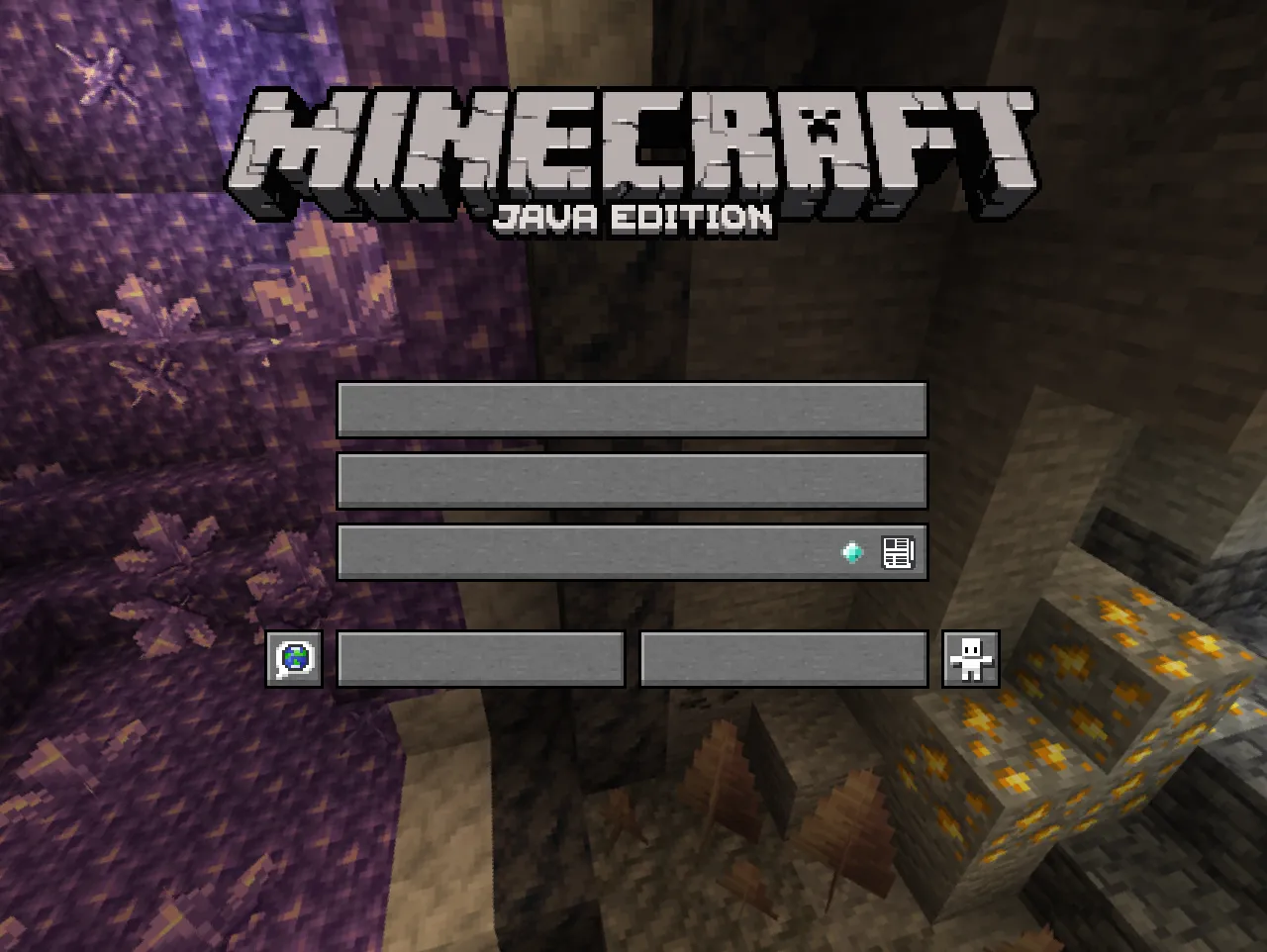 The Minecraft Java edition start screen