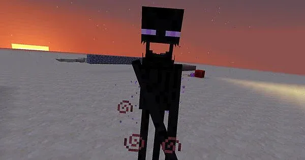 An Enderman mid attack