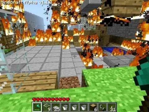 Image showing lots of fires in Minecraft